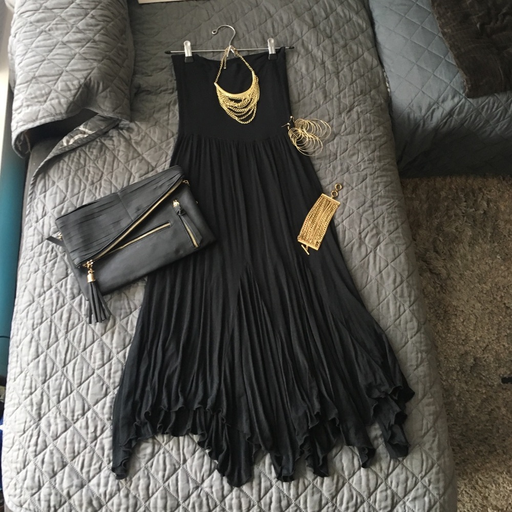 EUC Black strapless maxi dress
